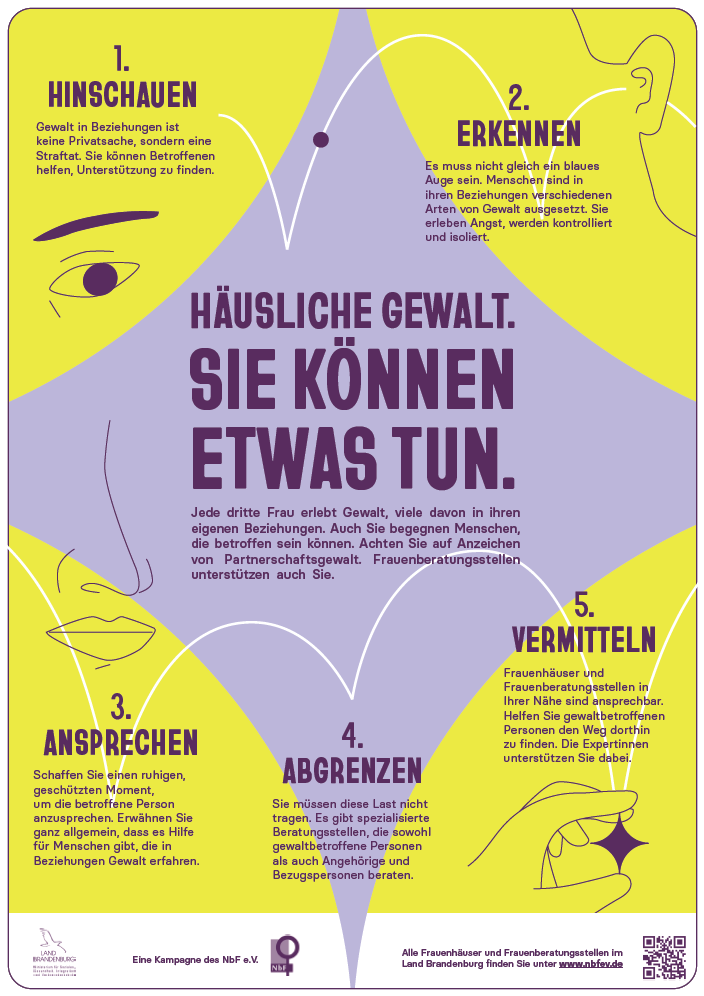 Plakatkampagne Häusliche Gewalt. Sie können etwas tun farbig