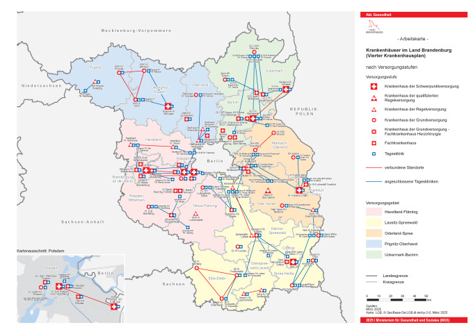 Karte der Krankenhäuser nach Versorgungsstufen